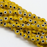Ручной сглаза Lampwork плоские круглые пряди шарик&nbsp;LAMP-L058-8mm-01