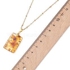 Прямоугольный кулон из натурального янтаря&nbsp;NJEW-JN05981-02