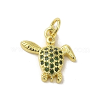 Подвески из золотистой латуни с зелеными кубическими циркониями&nbsp;KK-M283-07E-03