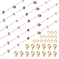 3 м наборы для изготовления ожерелья из кусочков натурального аметиста и АБС-пластика с имитацией жемчуга&nbsp;CHC-TA0001-30D