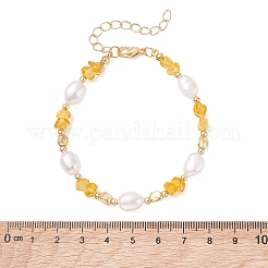 Браслеты из натурального янтаря и культивированного пресноводного жемчуга для женщин&nbsp;BJEW-JB13645