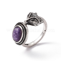 Кольца-манжеты из лисы с натуральным чароитом KK-A173-06AS-07