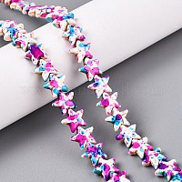 С напылением окрашенные синтетические бирюзовые бусинки&nbsp;UNKW-T001-11E