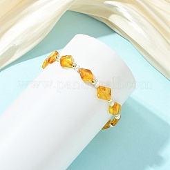 Браслеты из натурального янтаря и культивированного пресноводного жемчуга для женщин&nbsp;BJEW-JB13852