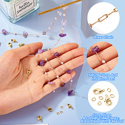 3 м наборы для изготовления ожерелья из кусочков натурального аметиста и АБС-пластика с имитацией жемчуга&nbsp;CHC-TA0001-30D