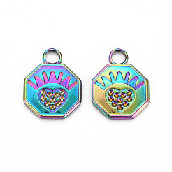 Подвеска цвета радуги 201 из нержавеющей стали со стразами STAS-S119-024