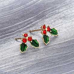 Серьги-гвоздики с кубическим цирконием и эмалью EJEW-P199-14G