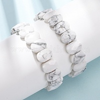 Натуральные браслеты из граненого говлита с бусинами&nbsp;BJEW-K251-07S