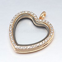 Сердце сплава цинка стразами магнитное стекло фото живая память плавающей медальон кулоны ALRI-F029-04-RS