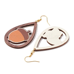 Набор для изготовления сережек в форме слезы на день благодарения своими руками WOOD-FS0001-07