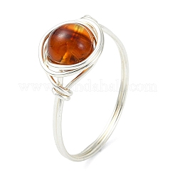 Кольца на палец из натурального янтаря&nbsp;RJEW-JR01040
