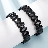 Натуральные обсидиановые граненые бисерные браслеты на эластичной основе для женщин&nbsp;BJEW-K251-07J
