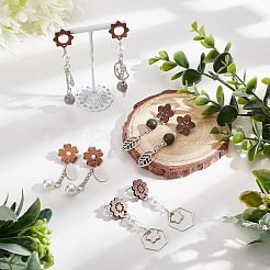 36 шт. 6 шт. фурнитура для сережек-гвоздиков из орехового дерева MAK-NB0001-11