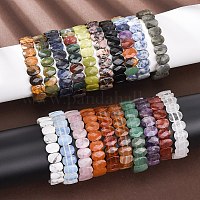 Эластичные браслеты из натуральных и синтетических смешанных драгоценных камней с гранеными бусинами для женщин&nbsp;BJEW-K251-07