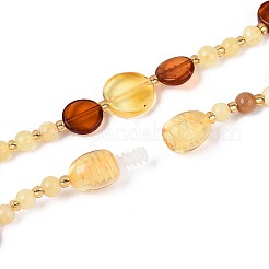 Ожерелья из натурального янтаря с плоскими круглыми и круглыми бусинами&nbsp;NJEW-T019-11