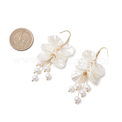 Серьги-подвески из латунного жемчуга «Петалин» EJEW-TA00776