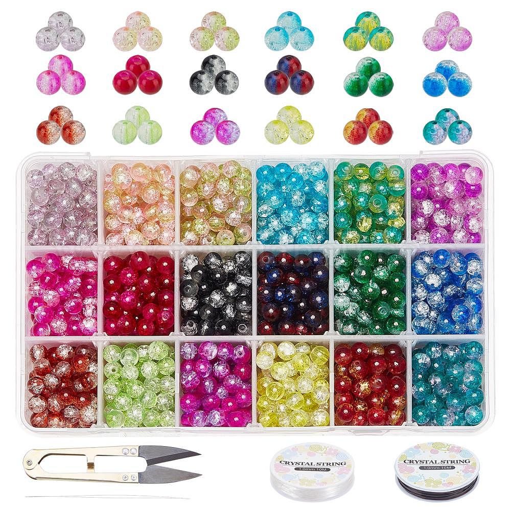 Shop PandaHall Crackle Glass Beads 6mm 1350pcs 18 Colors Crystal Waist ...