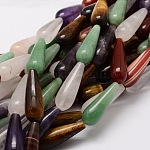 Chapelets de perles en pierre gemme naturelle, larme, 30x10mm, Trou: 1.2mm, Environ 13 pcs/chapelet, 15.7 pouce