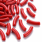 Perline acrilico opaco, tubo ricurvo, rosso, 32x9.5x8mm, Foro: 1.8 mm