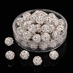 Perles de strass en argile polymère, Perles de boule pavé disco , Grade a, ronde, pp 9, cristal, pp9 (1.5~1.6mm), 6mm, Trou: 1.2mm