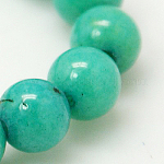 Cuentas mashan naturales redondos del jade hebras, teñido, turquesa oscuro, 4mm, agujero: 1 mm, aproximamente 98 pcs / cadena, 15.7 pulgada