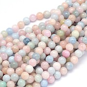 Круглый природных Morganite бисер пряди G-F222-35-8mm