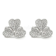 Серьги-гвоздики из латуни с микро-паве из прозрачного кубического циркония для женщин EJEW-M260-10P