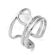 304 Stainless Steel Open Cuff Ring Components STAS-Q308-06P