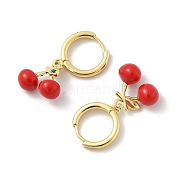 Серьги-кольца из вишневой латуни с эмалью EJEW-M077-14G-02