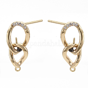 Brass Micro Pave Clear Cubic Zirconia Stud Earring Findings KK-N230-22-NF