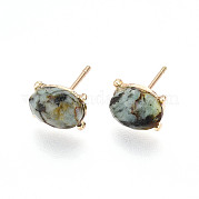 Серьги-гвоздики из натуральной африканской бирюзы (яшмы) EJEW-N057-01D