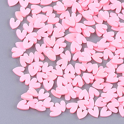 Décoration d'art d'ongle en argile polymère manuel, soins des ongles de mode , sans trou, cœur, perle rose, 4~6x4~5x1~2mm
