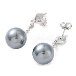 Runde Ohrhänger mit Muschelperlen und Zirkonia&nbsp;EJEW-Z024-06P