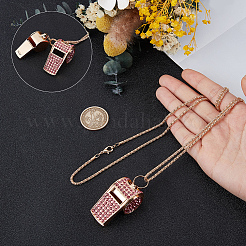 Collane con ciondolo a forma di fischietto in lega di rosa e strass&nbsp;NJEW-WH20001-24G-02