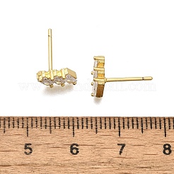 Dreifach-Rechteck-Ohrstecker mit klaren kubischen Zirkonia&nbsp;EJEW-L234-083G