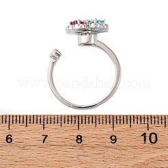 Drehbare Manschettenringe aus Messing mit Mikropavé und Zirkonia für Damen&nbsp;RJEW-M099-01P