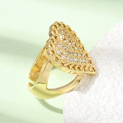 Anelli aperti con polsino in ottone micro pavé di zirconi cubici per donna&nbsp;RJEW-F216-01A-G