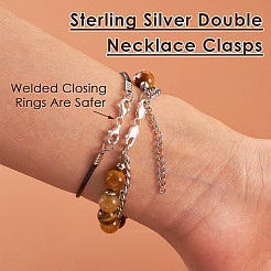4 Sätze 2 Stile doppelt 925 Karabinerverschlüsse aus Sterlingsilber&nbsp;FIND-TA0002-22