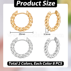 16 Stück 2 Farben Twist Ringe Messing Creolen für Frauen&nbsp;EJEW-UN0003-27