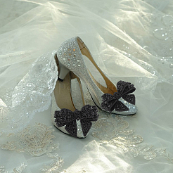 Decoraciones de zapatos con lazo de poliéster&nbsp;FIND-WH0126-445