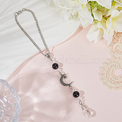 Pendentifs décoratifs en obsidienne naturelle et alliage&nbsp;HJEW-WH20009-03B