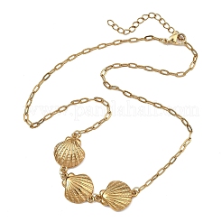 Halskette mit muschelförmigem Anhänger aus Edelstahl 304 für Damen&nbsp;NJEW-JN06311-02