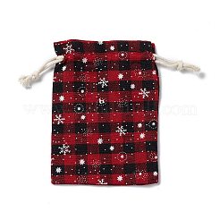 Sacs de jute rectangulaires sur le thème de Noël avec cordon de jute&nbsp;ABAG-E006-01A