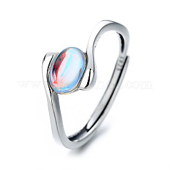 925 verstellbarer Fingerring aus Sterlingsilber und natürlichem Mondstein&nbsp;FS-WG9EA45-01