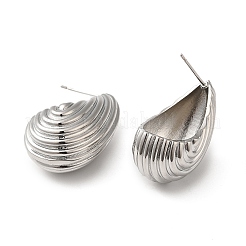 Boucles d'oreilles en forme de coquille en laiton plaqué en rack pour femmes&nbsp;EJEW-Z019-20P