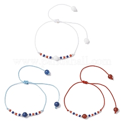 3 Stück 3 Farben Unabhängigkeitstag Glas Saatperlen Perlen geflochtene Perlenarmbänder&nbsp;BJEW-MZ00179