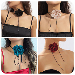 4 stücke 4 farben tuch blumenkragen choker halskette für frauen braut hochzeitsfest&nbsp;AJEW-TA0001-26