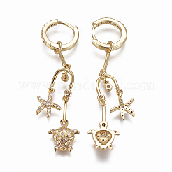 Orecchini a cerchio in ottone zirconi con micro pavé di ottone&nbsp;EJEW-F224-04