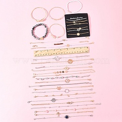 8sets 8 arten eisen legierung link armbänder set für frauen&nbsp;BJEW-FS0001-10