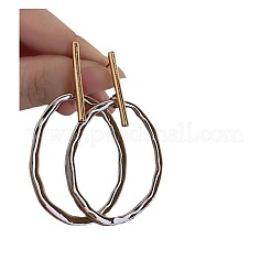 Boucles d'oreilles à tige ovales bicolores en laiton&nbsp;FS-WGAE651-01